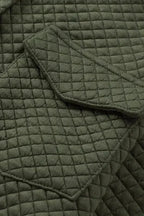 Green Color Block Patchwork Flap Pocket Quilted Shacket - Fashionfitz