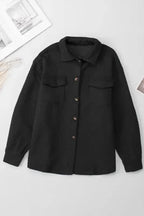 Green Color Block Patchwork Flap Pocket Quilted Shacket - Fashionfitz