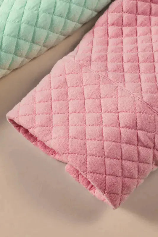 Green Color Block Patchwork Flap Pocket Quilted Shacket - Fashionfitz