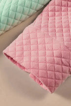 Green Color Block Patchwork Flap Pocket Quilted Shacket - Fashionfitz