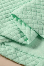 Green Color Block Patchwork Flap Pocket Quilted Shacket - Fashionfitz