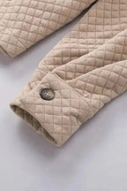 Green Color Block Patchwork Flap Pocket Quilted Shacket - Fashionfitz