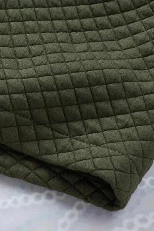 Green Color Block Patchwork Flap Pocket Quilted Shacket - Fashionfitz