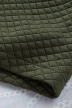 Green Color Block Patchwork Flap Pocket Quilted Shacket - Fashionfitz