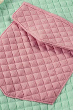 Green Color Block Patchwork Flap Pocket Quilted Shacket - Fashionfitz