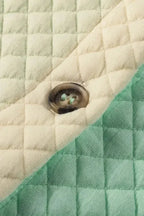 Green Color Block Patchwork Flap Pocket Quilted Shacket - Fashionfitz