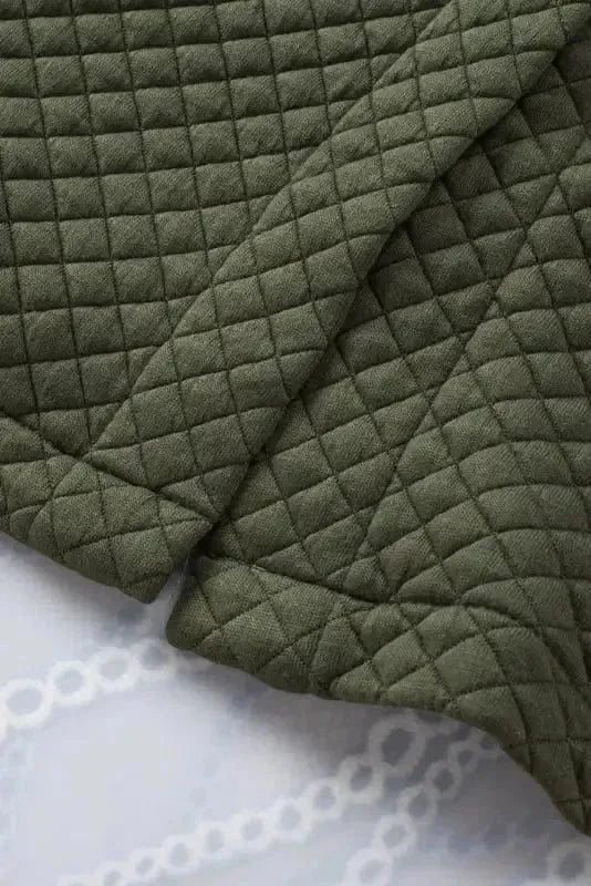 Green Color Block Patchwork Flap Pocket Quilted Shacket - Fashionfitz