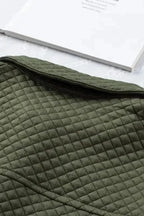 Green Color Block Patchwork Flap Pocket Quilted Shacket - Fashionfitz
