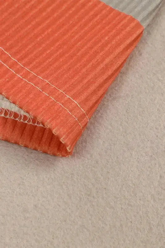 Green Color Block Ribbed Long Sleeve Top with Pocket - Fashionfitz