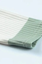 Green Color Block Ribbed Long Sleeve Top with Pocket - Fashionfitz