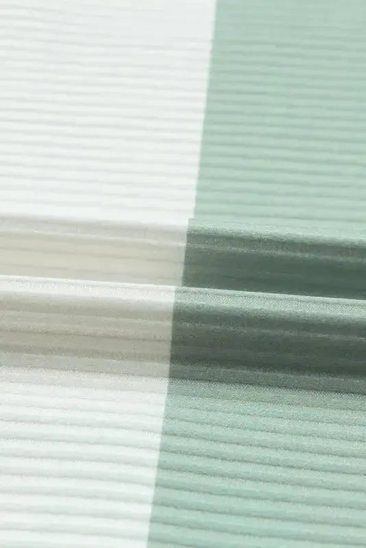 Green Color Block Ribbed Long Sleeve Top with Pocket - Fashionfitz