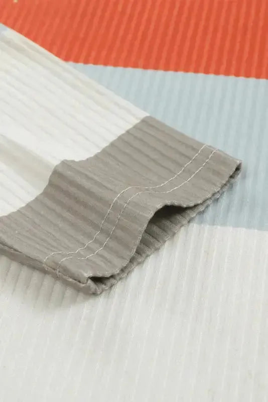 Green Color Block Ribbed Long Sleeve Top with Pocket - Fashionfitz