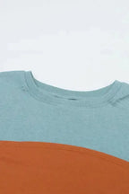 Green Colorblock Bishop Sleeve Top - Striped Casual Chic - Fashionfitz