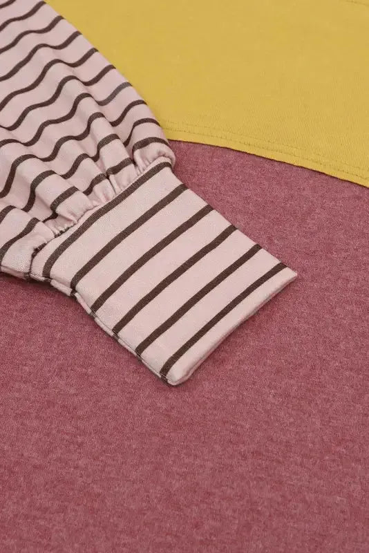 Green Colorblock Bishop Sleeve Top - Striped Casual Chic - Fashionfitz