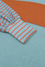 Green Colorblock Bishop Sleeve Top - Striped Casual Chic - Fashionfitz