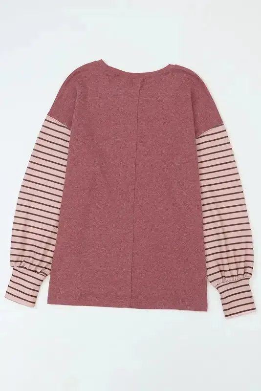 Green Colorblock Bishop Sleeve Top - Striped Casual Chic - Fashionfitz