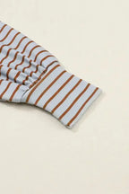 Green Colorblock Bishop Sleeve Top - Striped Casual Chic - Fashionfitz