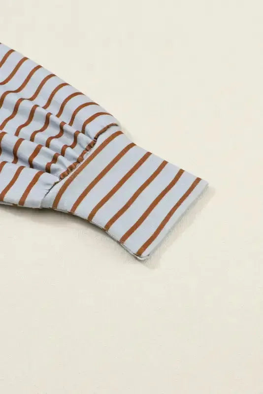 Green Colorblock Bishop Sleeve Top - Striped Casual Chic - Fashionfitz