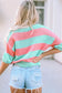 Green contrast striped drop shoulder loose sweater - sweaters & cardigans