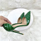 Green crocodile pattern high heels stiletto shoes - pumps