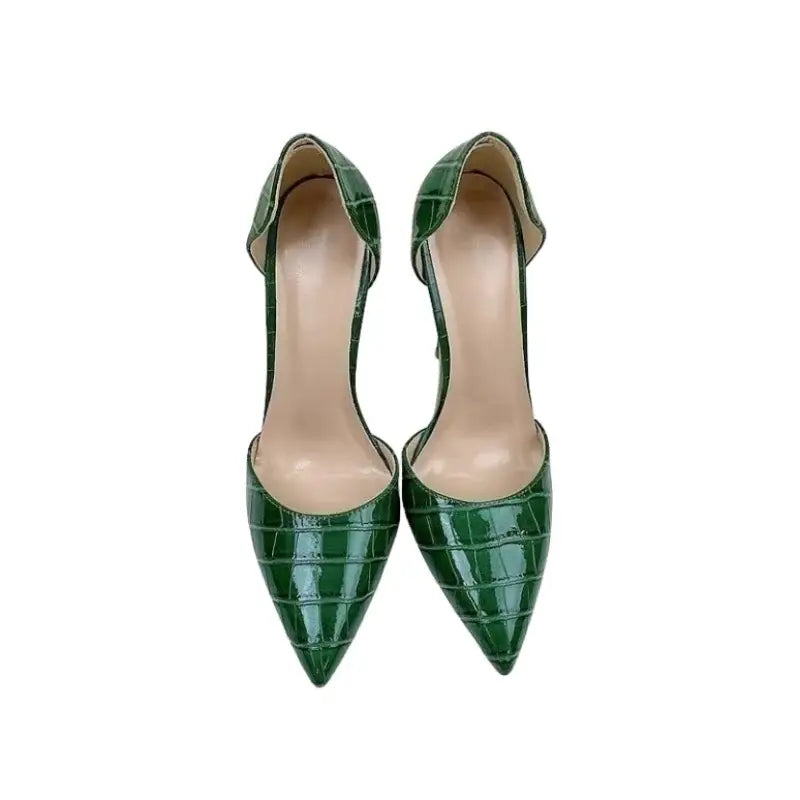 Green crocodile pattern high heels stiletto shoes - pumps