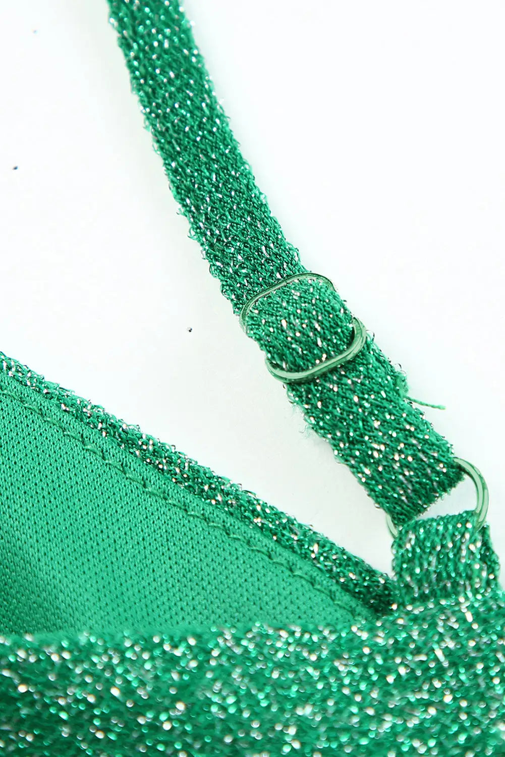 Green double straps metallic shining skater dress - evening dresses