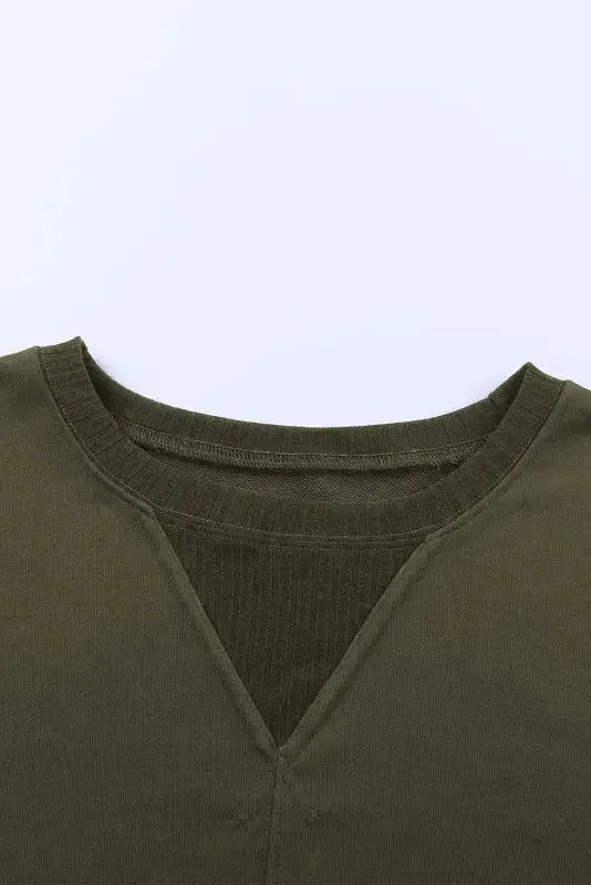 Green Drop Shoulder Cropped Sweatshirt - Fashionfitz