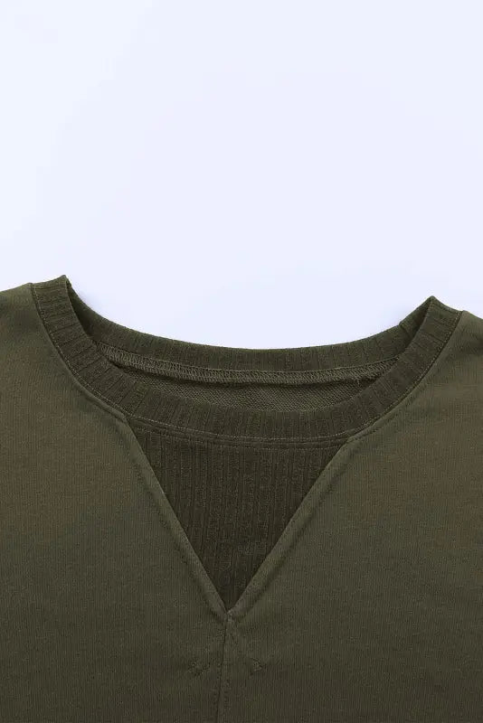 Green drop shoulder cropped sweatshirt - sweatshirts