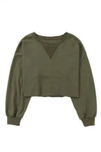 Green Drop Shoulder Cropped Sweatshirt - Fashionfitz