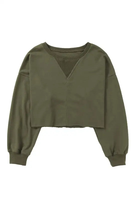 Green drop shoulder cropped sweatshirt - sweatshirts