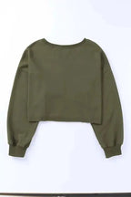 Green Drop Shoulder Cropped Sweatshirt - Fashionfitz