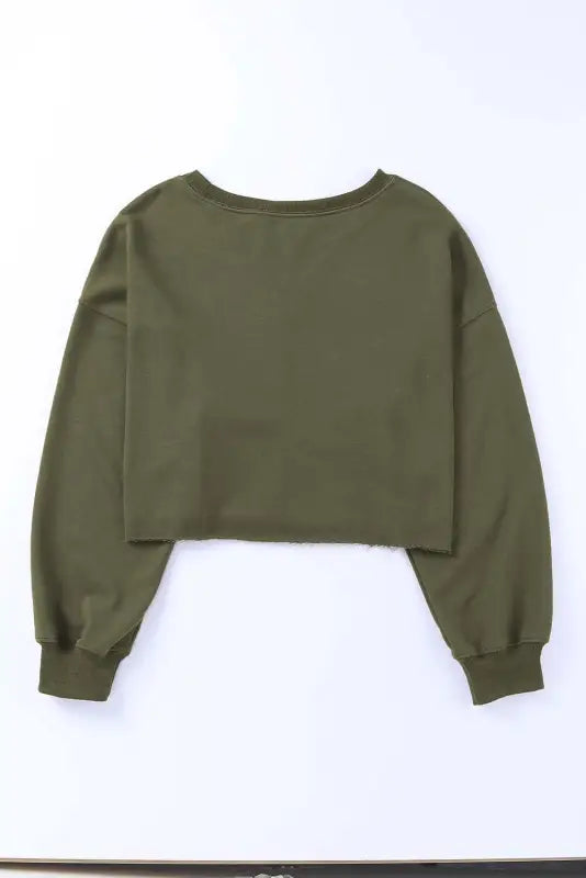 Green drop shoulder cropped sweatshirt - sweatshirts