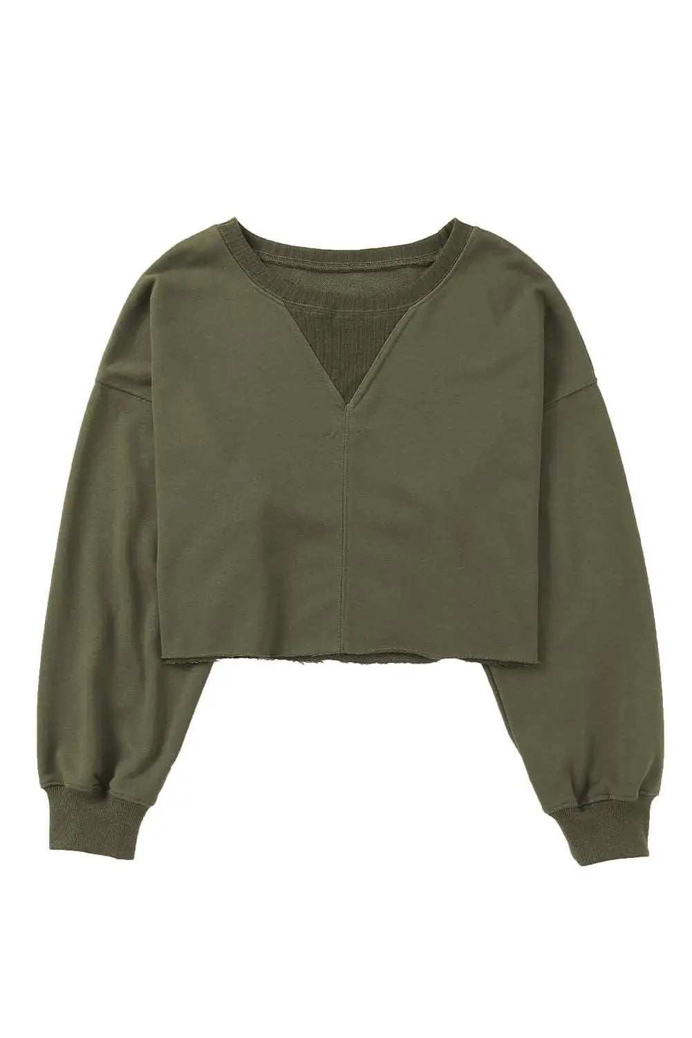 Green drop shoulder cropped sweatshirt - sweatshirts & hoodies