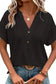 Green eyelet button-accent notch neck top - t-shirts