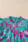 Green Floral Flutter Sleeve Ruched Blouse - Fashionfitz