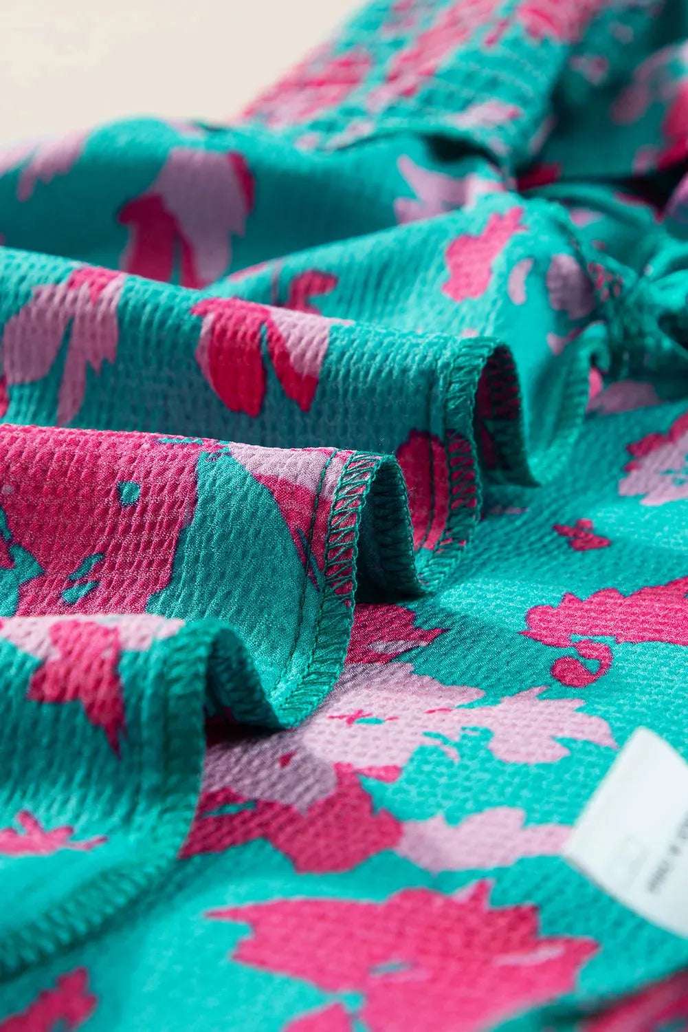 Green Floral Flutter Sleeve Ruched Blouse - Fashionfitz