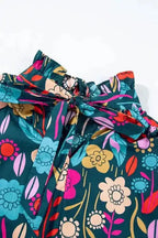 Green Floral Puff Sleeve Blouse - Fashionfitz