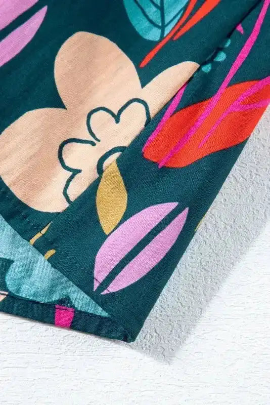 Green Floral Puff Sleeve Blouse - Fashionfitz