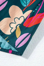 Green Floral Puff Sleeve Blouse - Fashionfitz