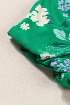 Green Floral Smocked Tiered Midi Dress - Fashionfitz