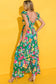 Green floral print sleeveless ruffle tiered maxi dress - dresses/floral dresses