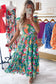 Green floral print sleeveless ruffle tiered maxi dress - dresses/floral dresses