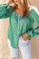 Green flounce sleeve square neck button-up shirt - tops