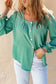 Green flounce sleeve square neck button-up shirt - tops