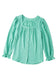 Green flounce sleeve square neck button-up shirt - tops