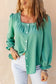 Green flounce sleeve square neck button-up shirt - s / 100% polyester - tops