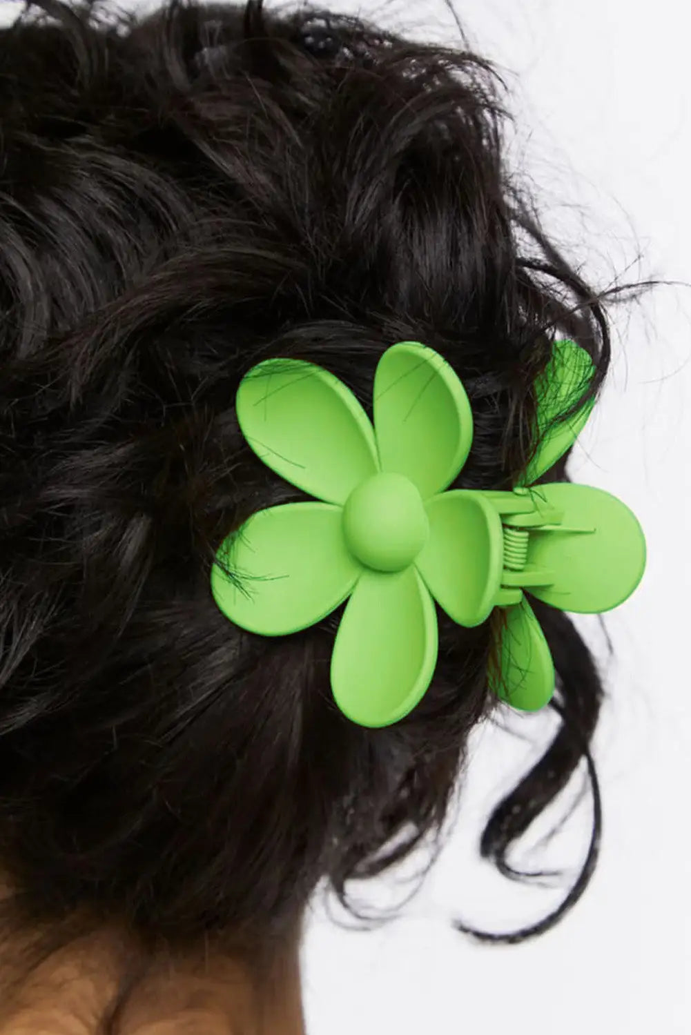 Green flower hair claw clip - one size / plastic - claws