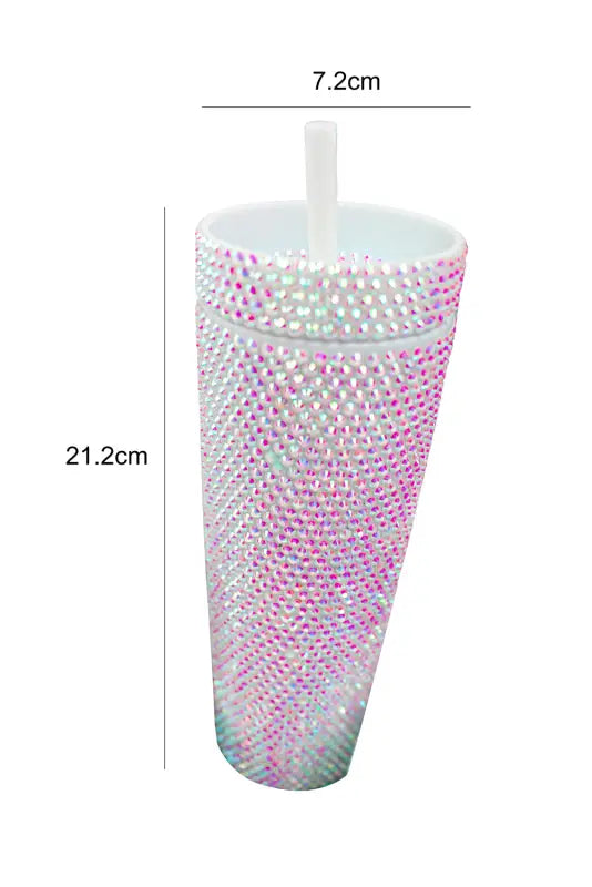 Green full rhinestone straw cup - accessories