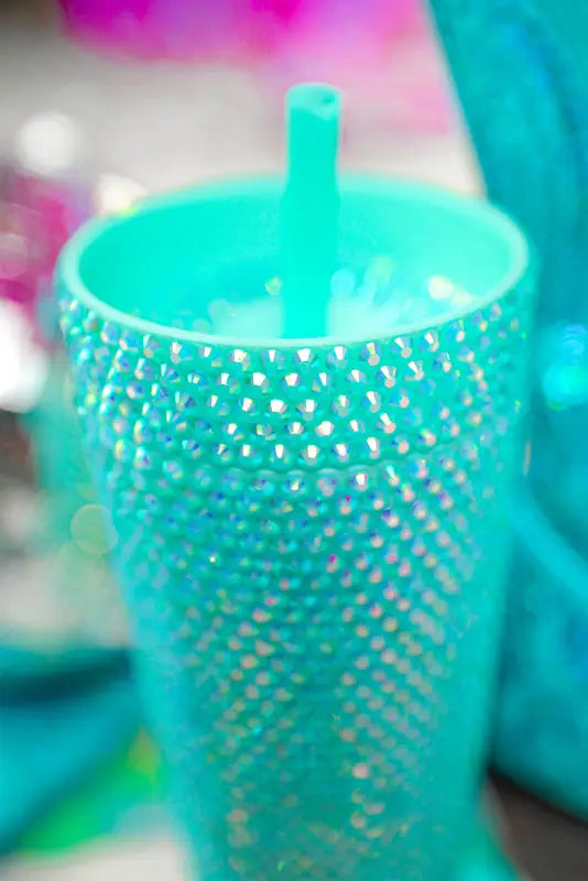 Green full rhinestone straw cup - accessories