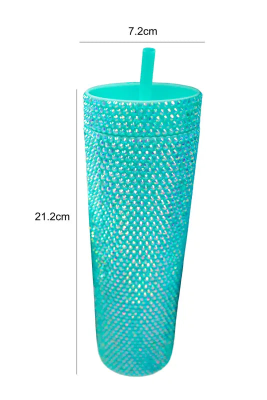 Green full rhinestone straw cup - accessories